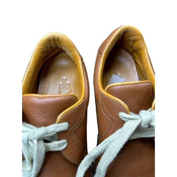 Hermes Women SIZE EU 37 US 6.5 Quick Sneakers Low Shoes Flat Leather Orange - Picture 5 of 12